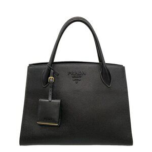 PRADA Monochrome Bag 1BA155 Black Saffiano Cuir (Leather) Calf Leather Tote Bag
